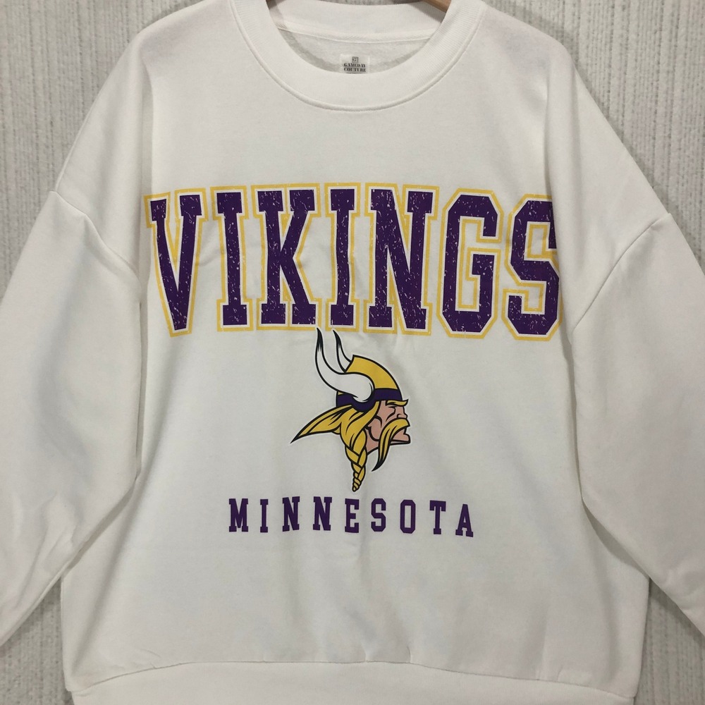 Gameday‎ Couture Minnesota Vikings Sweatshirt White NFL Graphic Pullover Large